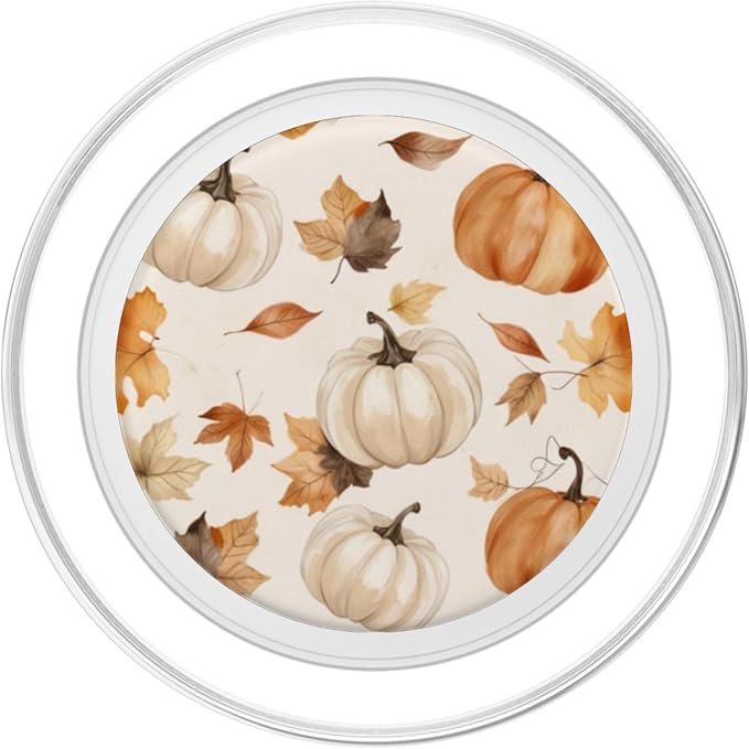 Cute Fall Pumpkin and Leaf Pattern Autumn Design PopSockets Adhesive PopGrip