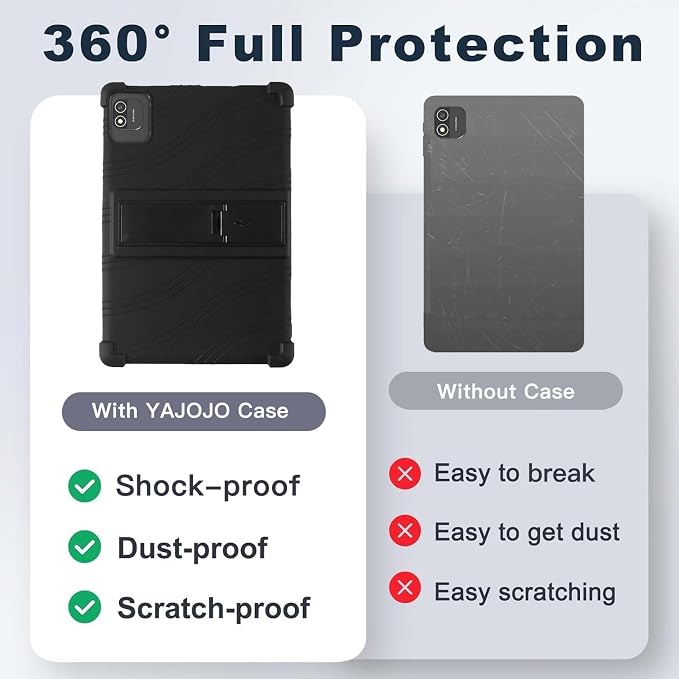 Case for Azeyou M11T12-A733 Android 15 Tablet 12 inchSoft Silicone Protector CoverKids FriendlyAdjustable Stand Tablet Cover4 Corners Thicken ShockproofBlack