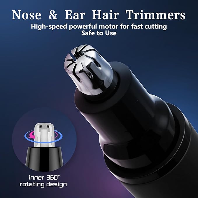 VNTGSHAVER Nose Hair Trimmer, Rechargeable Cordless Painless Ear Eyebrow Trimming Tool Dual Edge Blades Razor Easy Cleansing with LED Light for Man Woman, IPX7 Waterproof, for Nose, Ear, Eyebrows