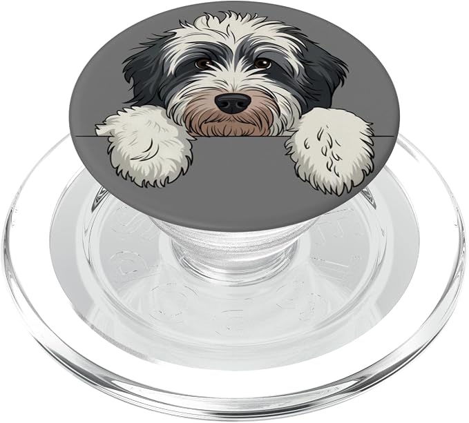 Cute Bernedoodle Peeking Doodle Puppy Dog Lover Men Women PopSockets Adhesive PopGrip