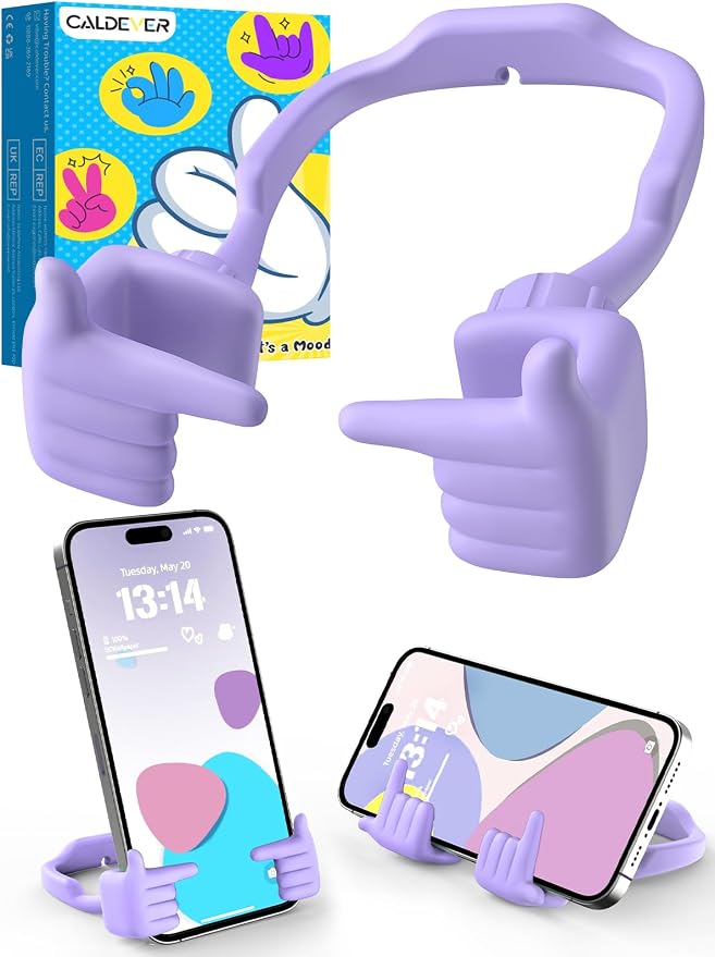 Phone Stand Holder for Desk Stocking Stuffers for Teenage Girls Boys (2 Black/Macaron Blue)