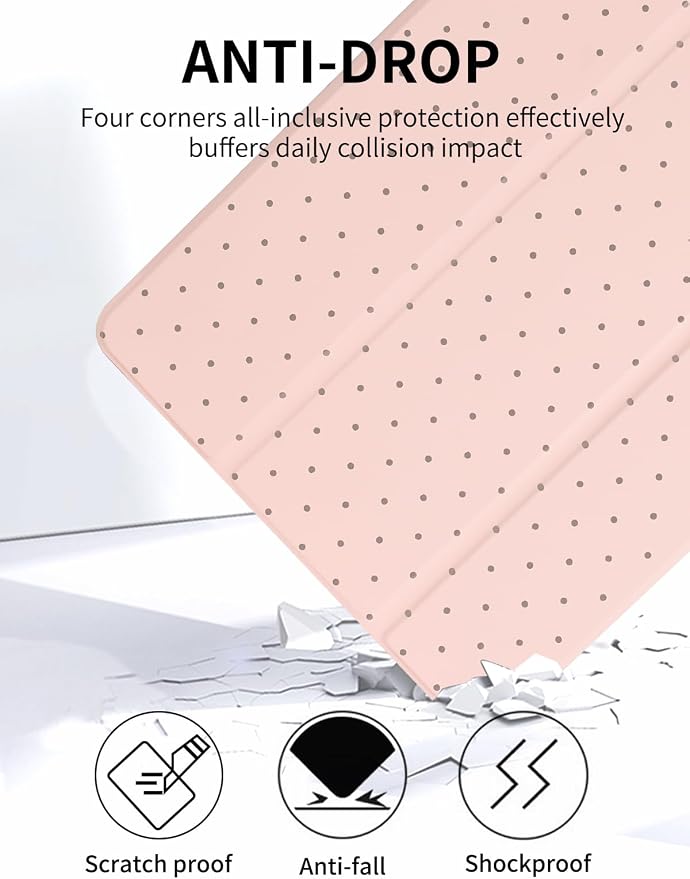 Trifold Stand Case for iPad Air 11 Inch M4/M3/M2 (8th 2026/7th 2025/6th 2024) iPad Air 10.9 Inch 5th/4th Generation (2022/2020) Trendy Cute Polkad Dot Print Aesthetic Pattern Design-Black