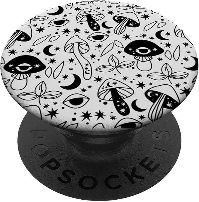 Retro Tropical Mushroom Flower Animal Pattern Design PopSockets Adhesive PopGrip