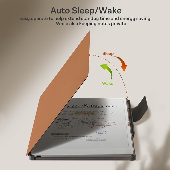 CoBak Premium Magnetic Case for Remarkable Paper Pro 2024 Released 11.8 inch PU Leather Smart Auto Sleep/Wake Book Folio Cover with Corner Protection and Pen Holder Strap Coffee Brown