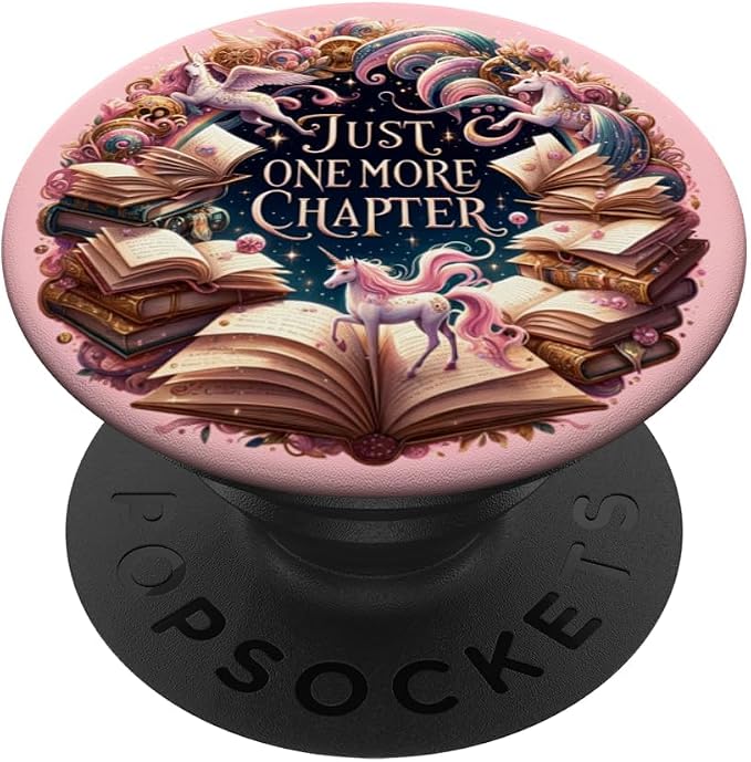 Just One More Chapter Bookish Unicorn Lover Girls Pink PopSockets Adhesive PopGrip
