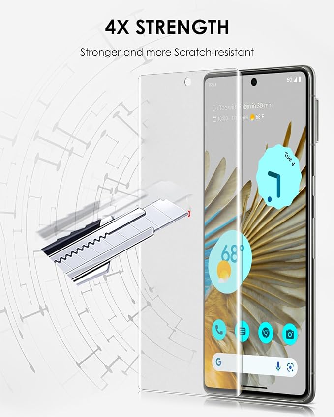 [3 Pack Pixel 7 Pro Screen Protector Tempered Glass [UV Set] Edge to Edge Full Screen Adhesive [Scratch Repair] Sensitive Touch Fingerprint-ID Compatible