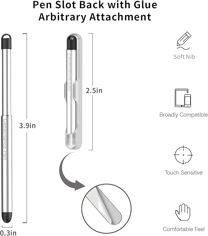 Stylus Pens with Pen Slot for Touch Screens High Precision Capacitive Universal Stylus for iPad iPhone Tablets Samsung Galaxy All Touch Screen Devices (Black)