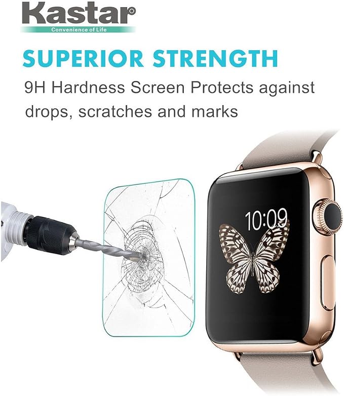 Kastar iWatch 42MM Screen Protector (2-PACK) Premium Tempered Crystal Clear Glass Screen Protector for Apple iWatch 42MM