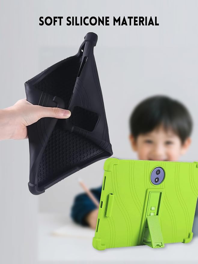 Case for TCL TAB A1 Plus Android Tablet 12.2 Inch (Dark Black) | (Model 9445X) Soft Silicone Kids Friendly Protective Cover with Adjustable Stand Drop-Proof