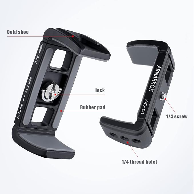 Power Bank Clamp HolderCamera Cagewith 1/4 ScrewCold Shoe MountPhone Holder Clip [Thick Case &amp Big Phones Friendly]Radar Detector Mount for Truck Compaitbale with Anker Power Bank