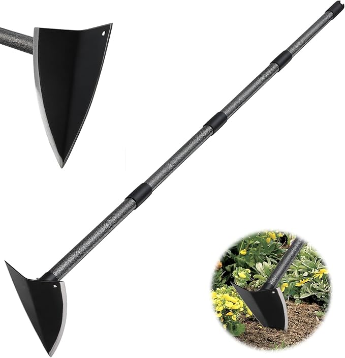 Hoe Garden Tool, Triangle Hoe Gardening Weeding Tool, 72" Long Handle Heavy Duty Manual Weeder Gardening Hand Tools for Weeding, Digging, Loosening Soil