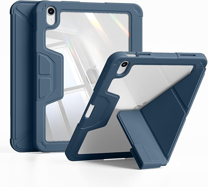 Case for iPad (A16) 11th Gen 11'' 2025/iPad 10th Gen 10.9'' 2022 | Shockproof Protective Cover with Pencil Holder Multi-Angle Stand Clear Back Support Touch ID &amp Auto Sleep/Wake (Black)