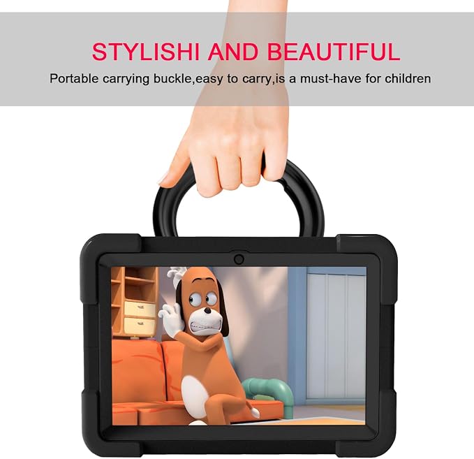 AKABEILA Compatible with Amazon Fire HD 8 2020/2022 Tablet Case，Rugged Kids Case with Stand Lightweight Shockproof Kids Friendly Tablet Cover Black