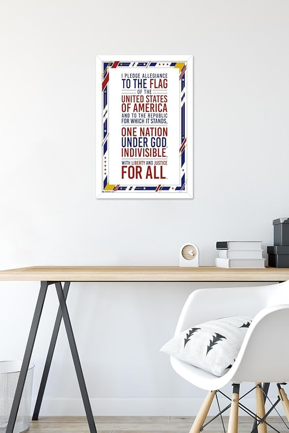 Trends International The United States Of America - Pledge Of Allegiance Wall Poster, 14.725" x 22.375", White Framed Version