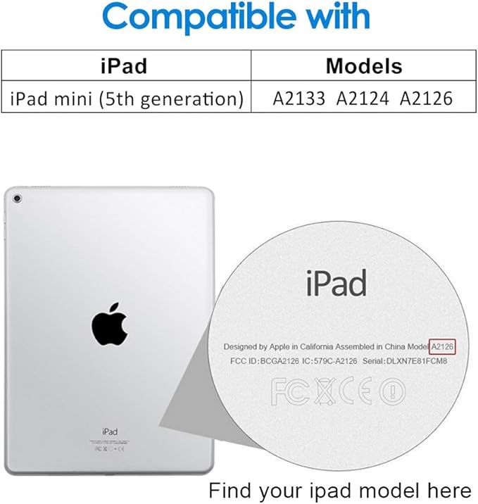 Aoub Case for iPad mini 5 2019 7.9 inch with Pencil Holder Black | for iPad mini 5th Generation 7.9 inch Auto Sleep/Wake Slim Lightweight Trifold Stand Smart Cover Soft TPU Back Case