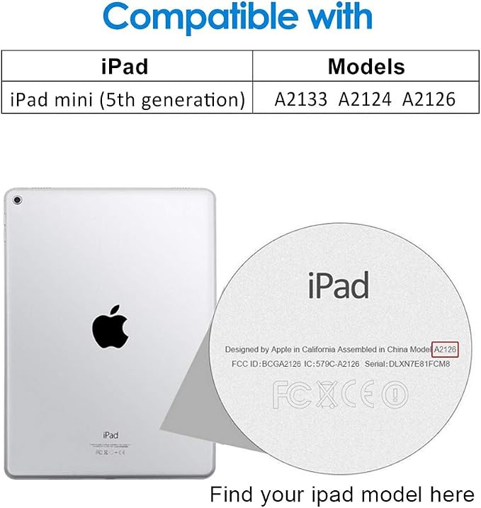 Aoub Case for iPad mini 5 2019 7.9 inch with Pencil Holder Black | for iPad mini 5th Generation 7.9 inch Auto Sleep/Wake Slim Lightweight Trifold Stand Smart Cover Soft TPU Back Case