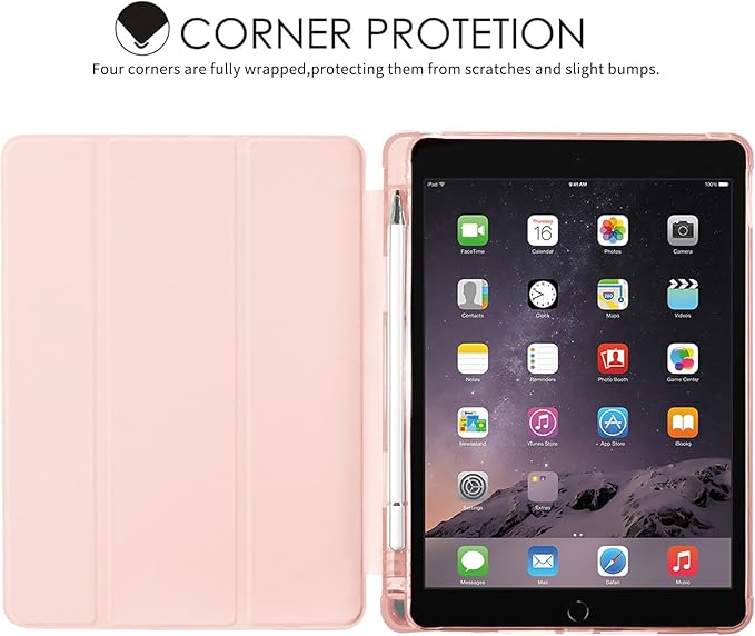 JOYLAND Blue Turtle for iPad Air 11 Inch M3(2025)/M2 (2024)Air 5th/4th Generation Case 2022/2020 10.9 Inch with Pencil Holder-Trifold Stand Protective Cover with Soft TPU BackBlack