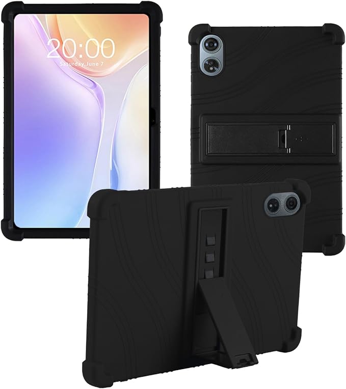 Case for Odea A12 Android 15 Tablets 12 Inch Tablet 2025- Soft Silicone Shock Proof Lightweight Stand Rubber Shell Protective CoverKids Friendly Soft Silicone Adjustable Stand CoverBlack