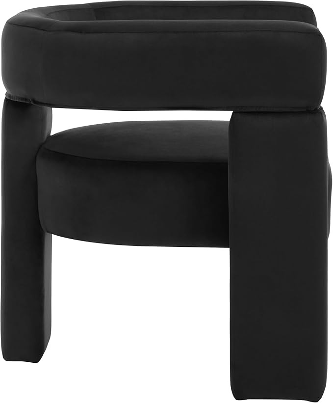 Black Dining Chairs Set of 4, Upholstered Velvet Barrel Chairs with Arms Comfy Side Chairs for Living Room/Dining Room/Reception