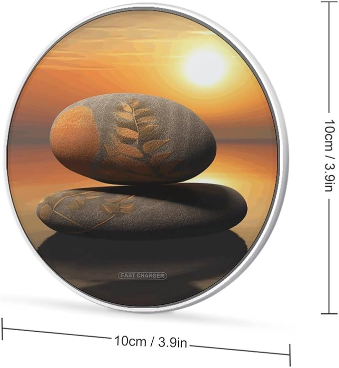 Sunrise Landscape Zen Stone Wireless Charger 10W Fast Charging Pad Anti-Slip Qi Certified Wireless Charging Pad Charging Station Portable Phone Charger for All Wireless Charging Smartphone