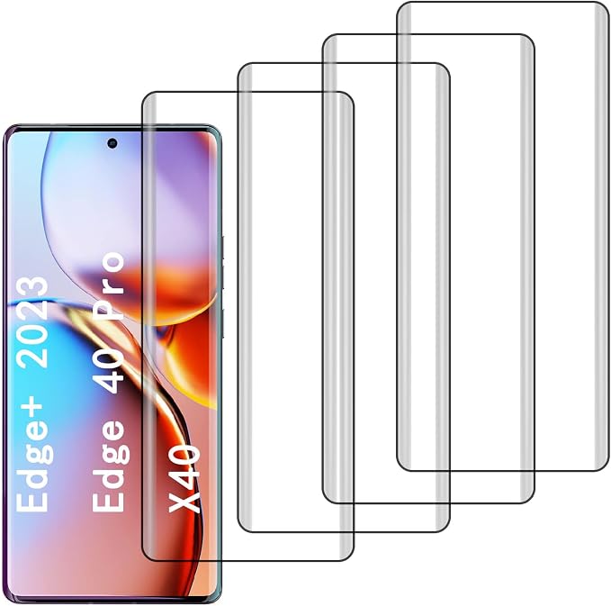 [4 Pack] Tempered Glass Screen Protector for Motorola Edge+ 2023 | Tempered Glass Scratch Resistant Easy-Install Bubble Free Anti-Fingerprint