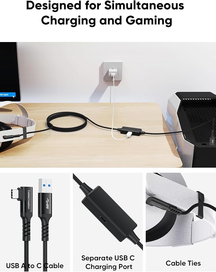 CableCreation for Quest 2/Quest Pro Link Cable 10FT 5Gbps USB C Cable | Highly Speed Data Transfer Fast Charging Compatible with DJI Avata Printer Camera Cellphone HDD etc