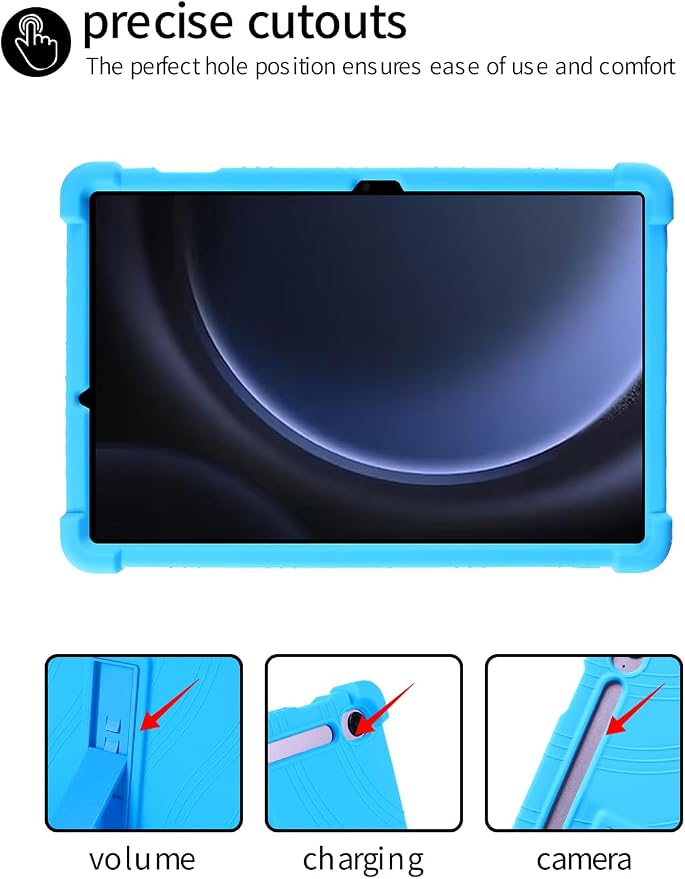 for Samsung Galaxy Tab S10 FE 11 Inch Tablets CaseBOVUGAC Soft Silicone Adjustable Stand Shockproof Kids Friendly for 10 Inch Tablets(Black)