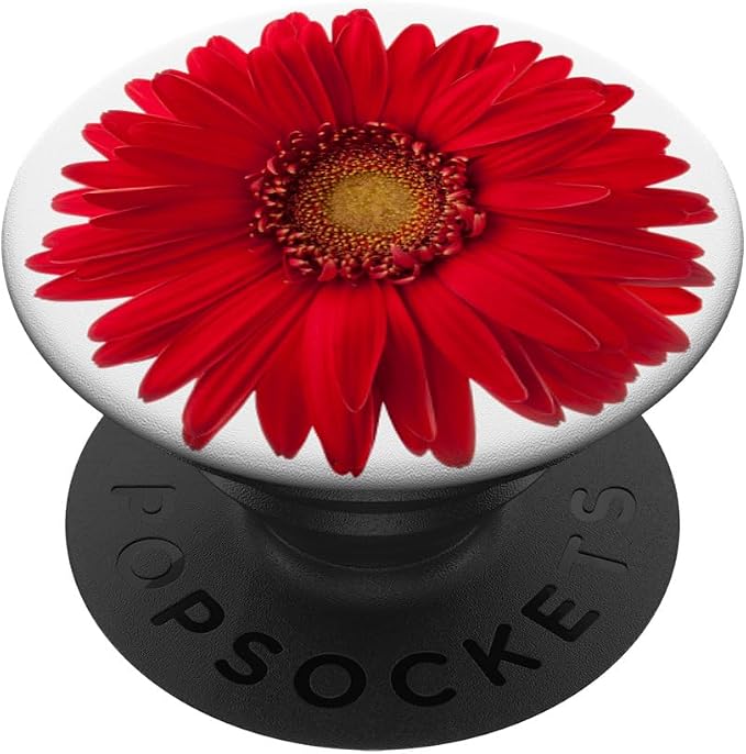 Cute Red Daisy Flower On White So Pretty Red Flower PopSockets Adhesive PopGrip