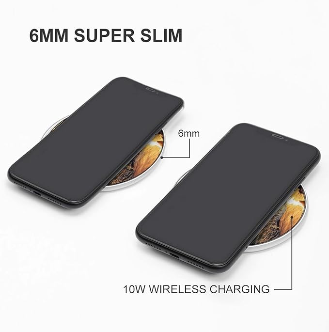 Night Beach View Wireless Charger Portable 10W Fast Wireless Charging Pad Compatible with Phone Ultra-Thin Charging Station Lightweight Charger Mat for Travel Home Office Desk