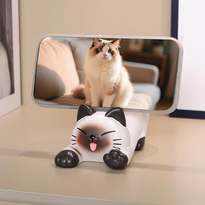 BOLLEY JOSS Desk Cell Phone Holder Stand Pink Sofa with Cute Cat Kitty for Office Free You Hands Home Ornament