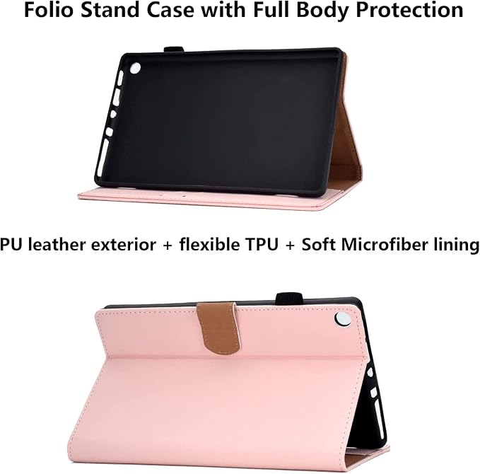 Fire HD 8 Case Slim Folding Stand Auto Wake/Sleep Wallet Case with Cards/Cash Holder for Amazon Fire HD 8(8th/7th/6th Gen 2018/2017/2016 Release)-Black