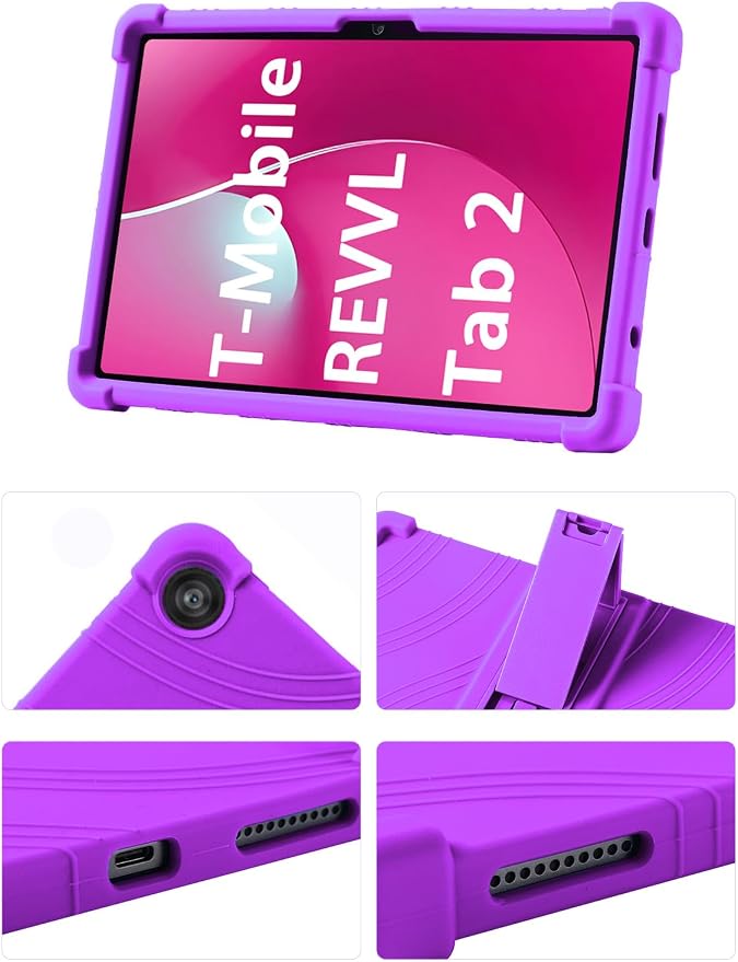 Case for T-Mobile REVVL Tab 2 10.1 Inch Tablet 2025 - Kid-Friendly Soft Silicone Cover with Adjustable Stand Compatible with T-Mobile REVVL Tab 2 5G 10.1 (Black)