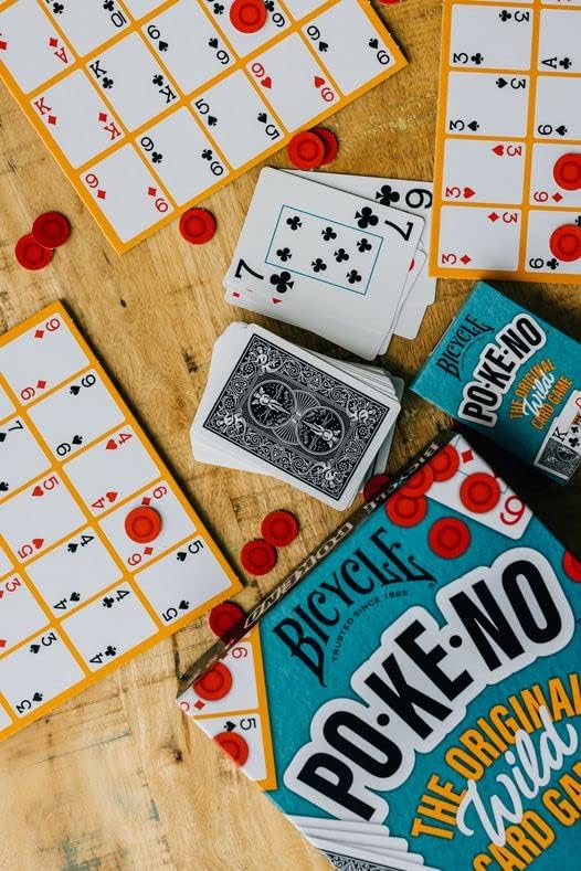 Bicycle Pokeno Card Game Set with Deck, Scoreboards & Chips, Poker meets Keno, Fun Party Game and Family Game Night Favorite, Ages 6+