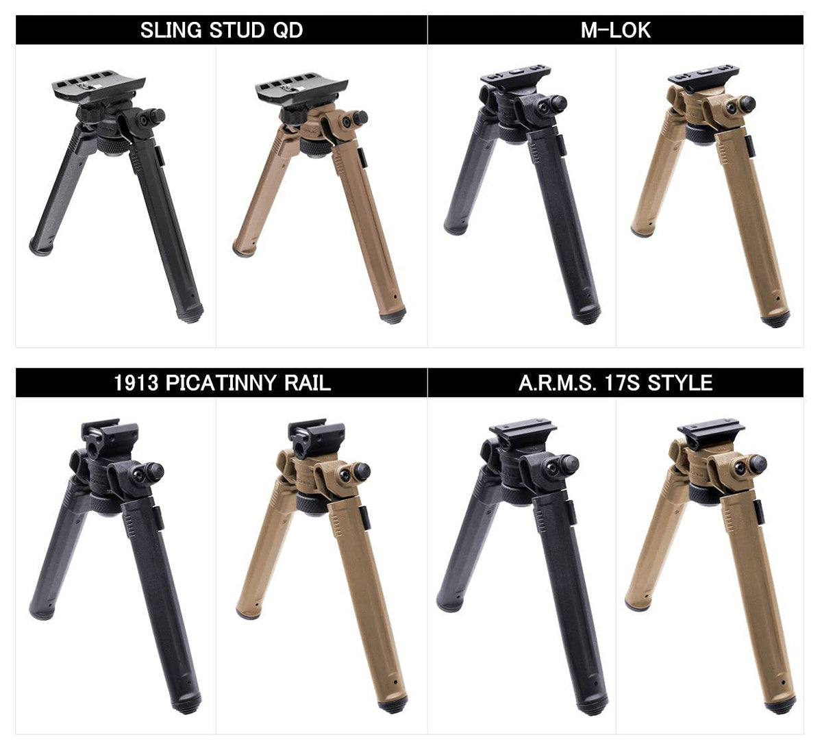 Magpul Rifle Bipod Gun Rest for Hunting and Shooting, M-LOK, Black