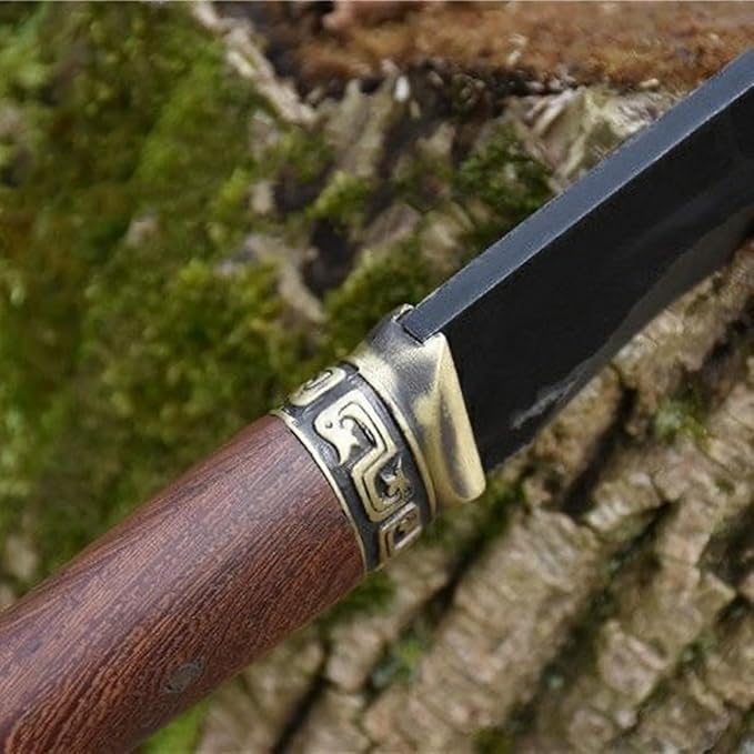 Heavy Duty Machete with Sheath for Cutting Trees and Yard Work Hand Forged Solid Wood Handle Survival Outdoor Activities Machete Knife Billhook Sickle Axe for clearing Brush