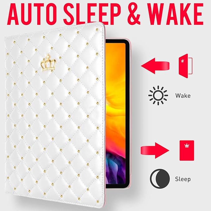 Changjia for iPad 9.7Inch 6th/5th Generation 2018/2017 CaseiPad air 2/Air with Pencil HolderCute Crown Girly Diamond Elegant PU Leather Smart Auto Sleep/Wake Stand Protective Case for iPad 9.7Black