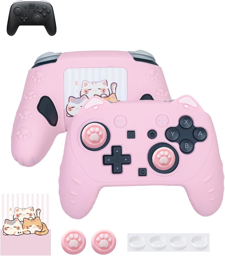 Case for Nintendo Switch 2 Pro ControllerUYRUREL Premium Sillence MaterialShock-Absorbing and Anti Drop Protection Soft Shellwith Stickers and Thumb GripsBlack.