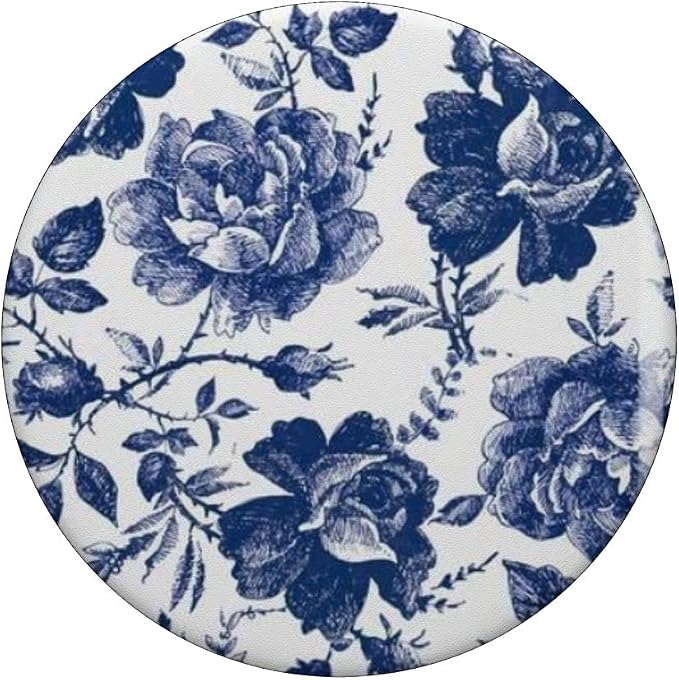 BLUE &amp WHITE ROSE PopSockets Adhesive PopGrip
