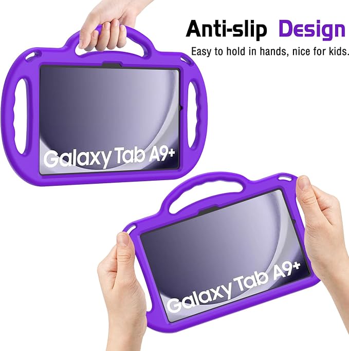 Kids Case for Samsung Galaxy Tab A11+ Plus/A9+ Plus 11 Inch Case with Strap Shockproof Lightweight Handle Stand 2025/2023 Model with Lanyard Black