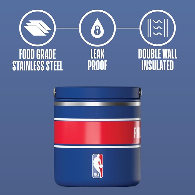 Hydrapeak x NBA Officially Licensed Philadelphia 76ers 25oz Stainless Steel Vacuum Insulated Thermos Food Jar with Handle, Wide Mouth Leak-Proof Soup Thermos for Adults, 10 Hours Hot and 16 Hours Cold