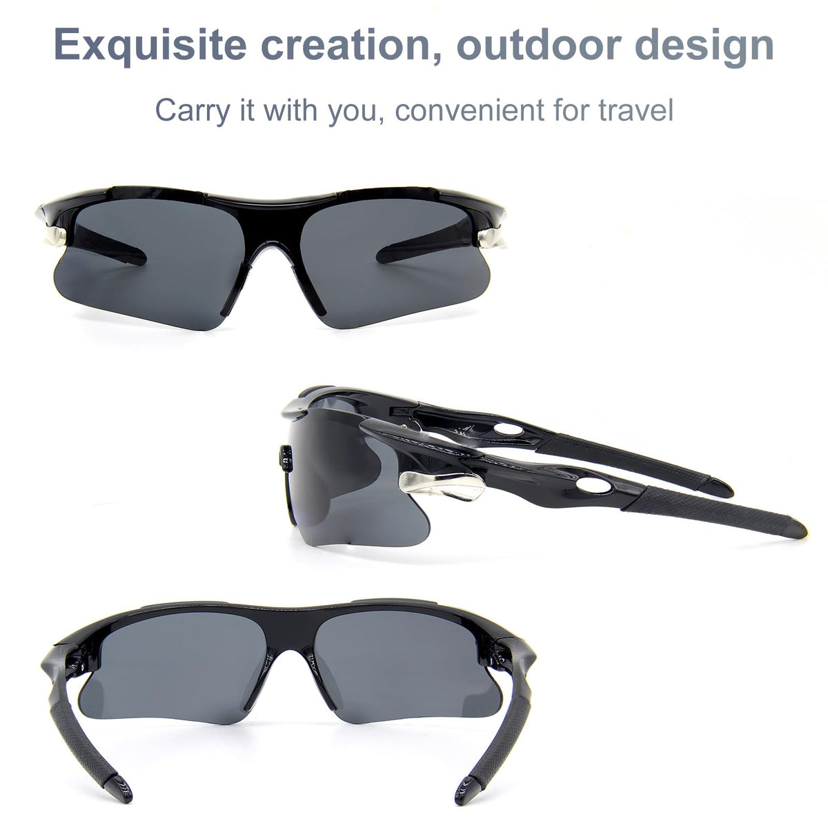 ZOSIMP Unisex Sports Sunglasses UV400 Protection Shatterproof Lenses Windproof Lightweight Frame for Running Cycling Mountain Climbing Outdoor Activities（Black）