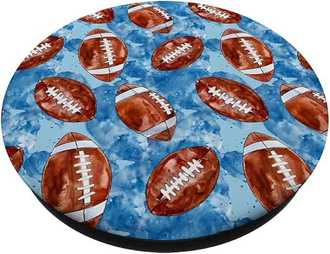 Blue Brown American Football Watercolor Sports Pattern PopSockets Adhesive PopGrip