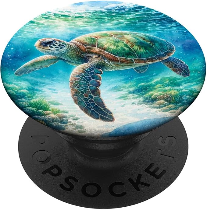 Green Sea Turtle Relaxing Watercolor for Sea Turtle Lovers PopSockets Adhesive PopGrip