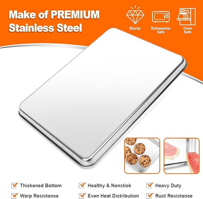 12-Piece 16 Inch Baking Sheet for Baking, Stainless Steel Cookie Sheet