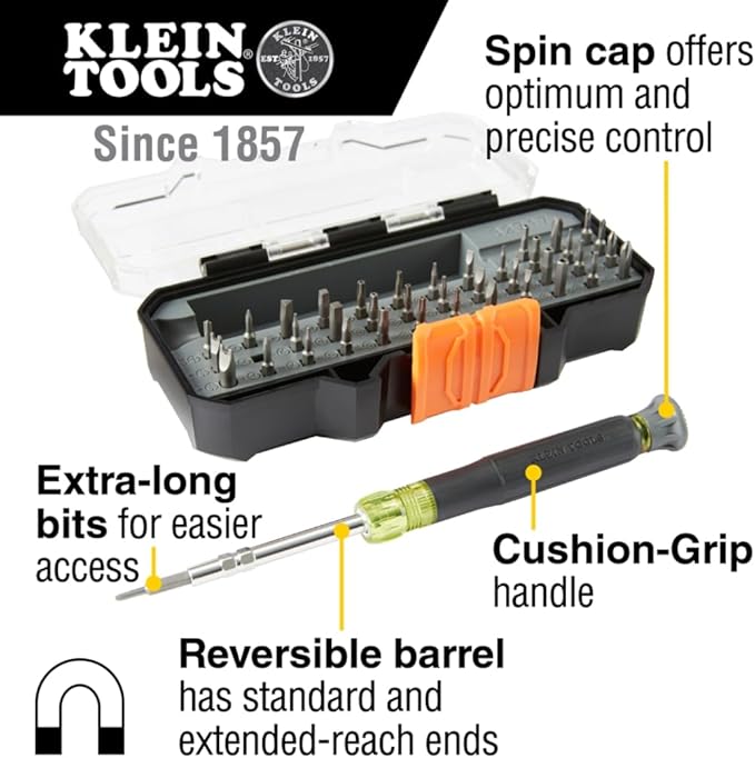 Klein Tools 32717 Precision Screwdriver Set with Case, All-in-One Multi-Function Repair Tool Kit Includes 39 Bits for Apple Products
