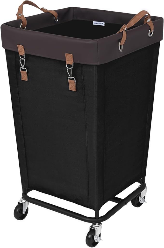 StorageWorks 160L Laundry Basket with Wheels, Large Rolling Hampers for Clothing Organizer, Dirty Clothes Basket for Hotel, Home, Closet, Dorm, Black