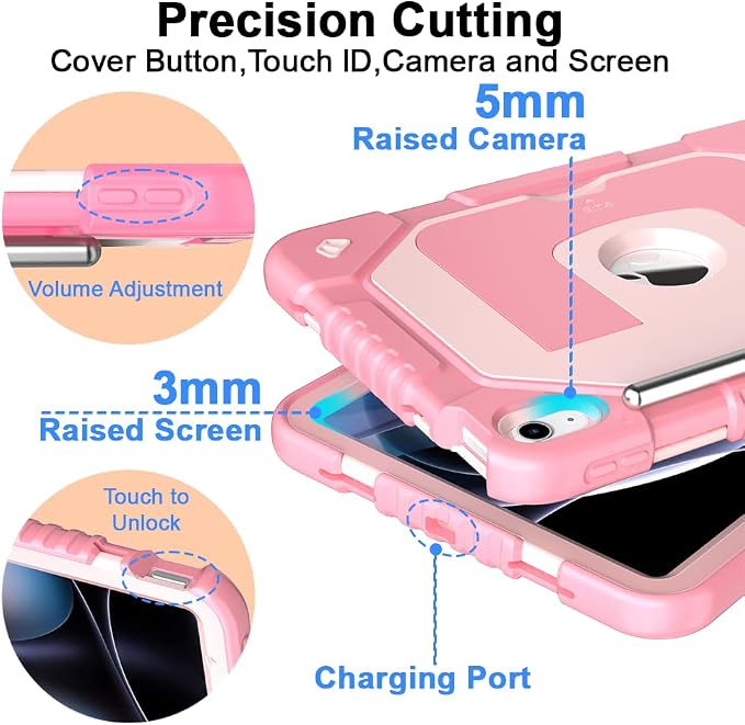 Dteck for Apple iPad 11 inch (A16 11th Gen) iPad 10.9 inch (10th Gen) Slim Clear Case with Kickstand Pencil Holder Reinforced Shockproof Corners Soft TPU Lightweight Protective Cover Transparent