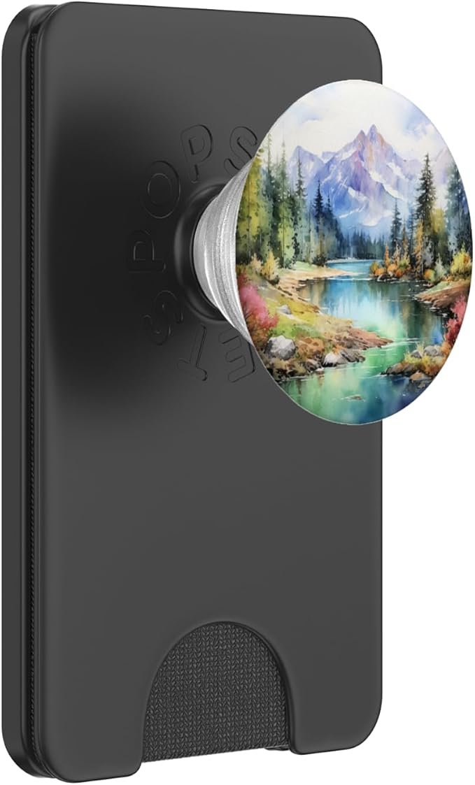 Watercolor Mountains Landscape Lake Nature PopSockets PopGrip for MagSafe
