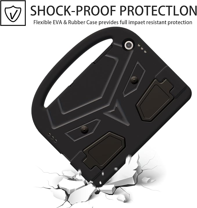 Galaxy Tab A9+ Case Kids Friendly EVA Rubber Stand Handle Grip Shockproof Protective Lightweight Cute Case Cover for Galaxy Tab A9 Plus 11 SM-X210 X215 X217 - Black