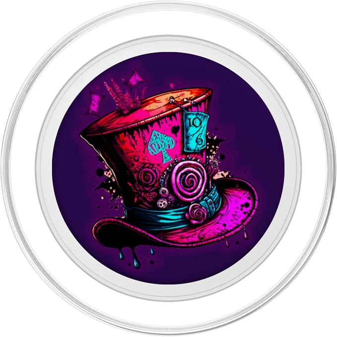 We're All Mad Here Pink Steampunk Alice in Wonderland Hat PopSockets Adhesive PopGrip